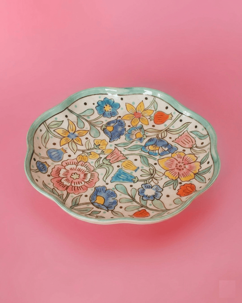 Plates Kelly Green Handpainted Ceramic Platter