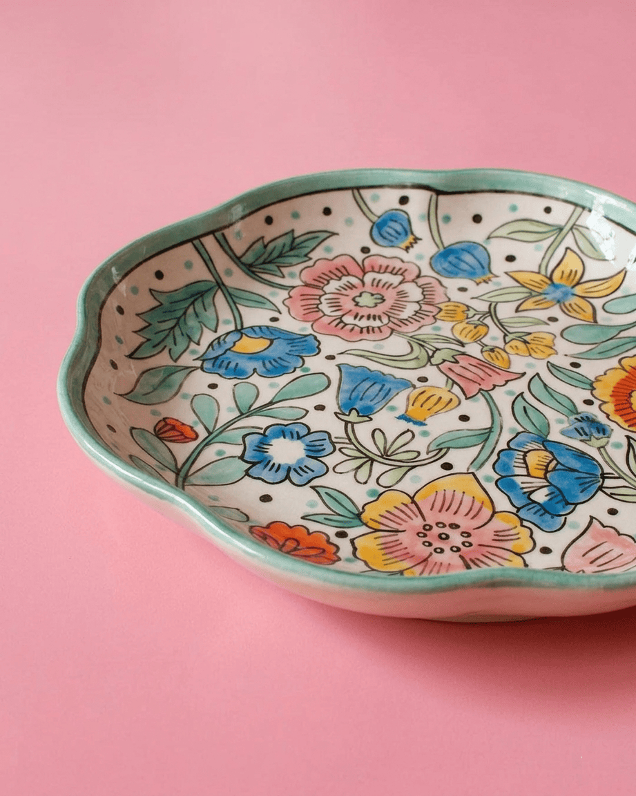 Plates Kelly Green Handpainted Ceramic Platter
