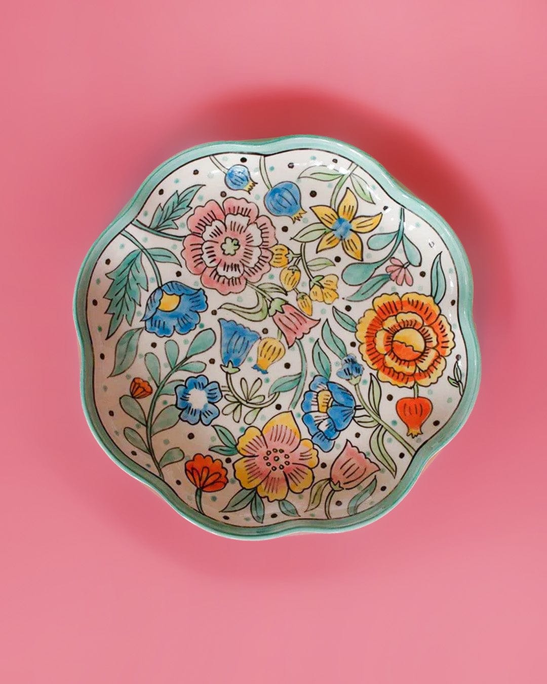 Plates Kelly Green Handpainted Ceramic Platter
