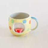 Polka Dot Bird Handpainted Ceramic Mug