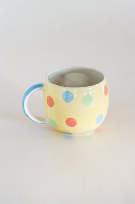 Polka Dot Bird Handpainted Ceramic Mug