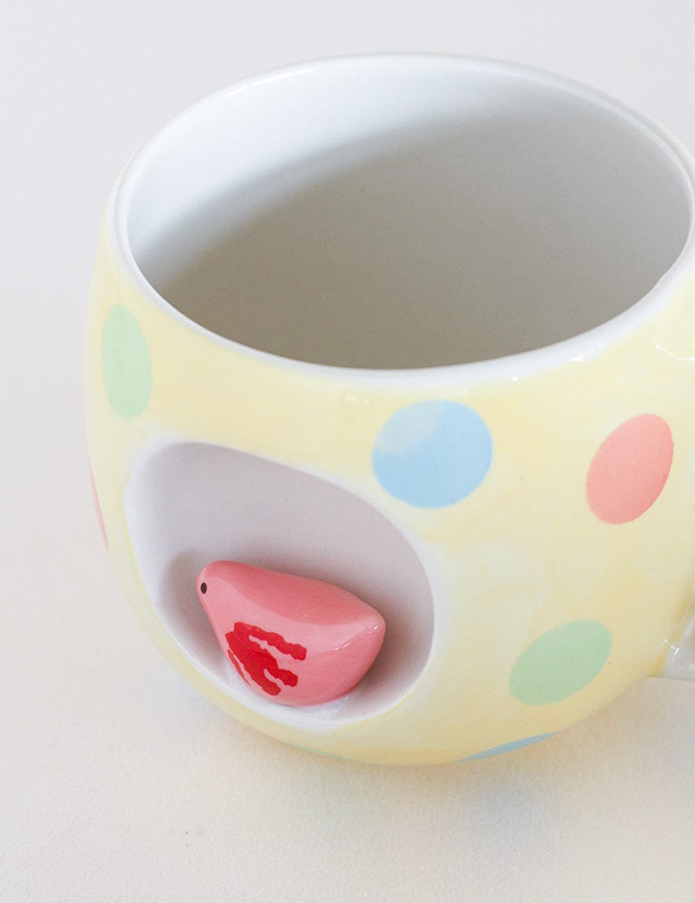 Polka Dot Bird Handpainted Ceramic Mug