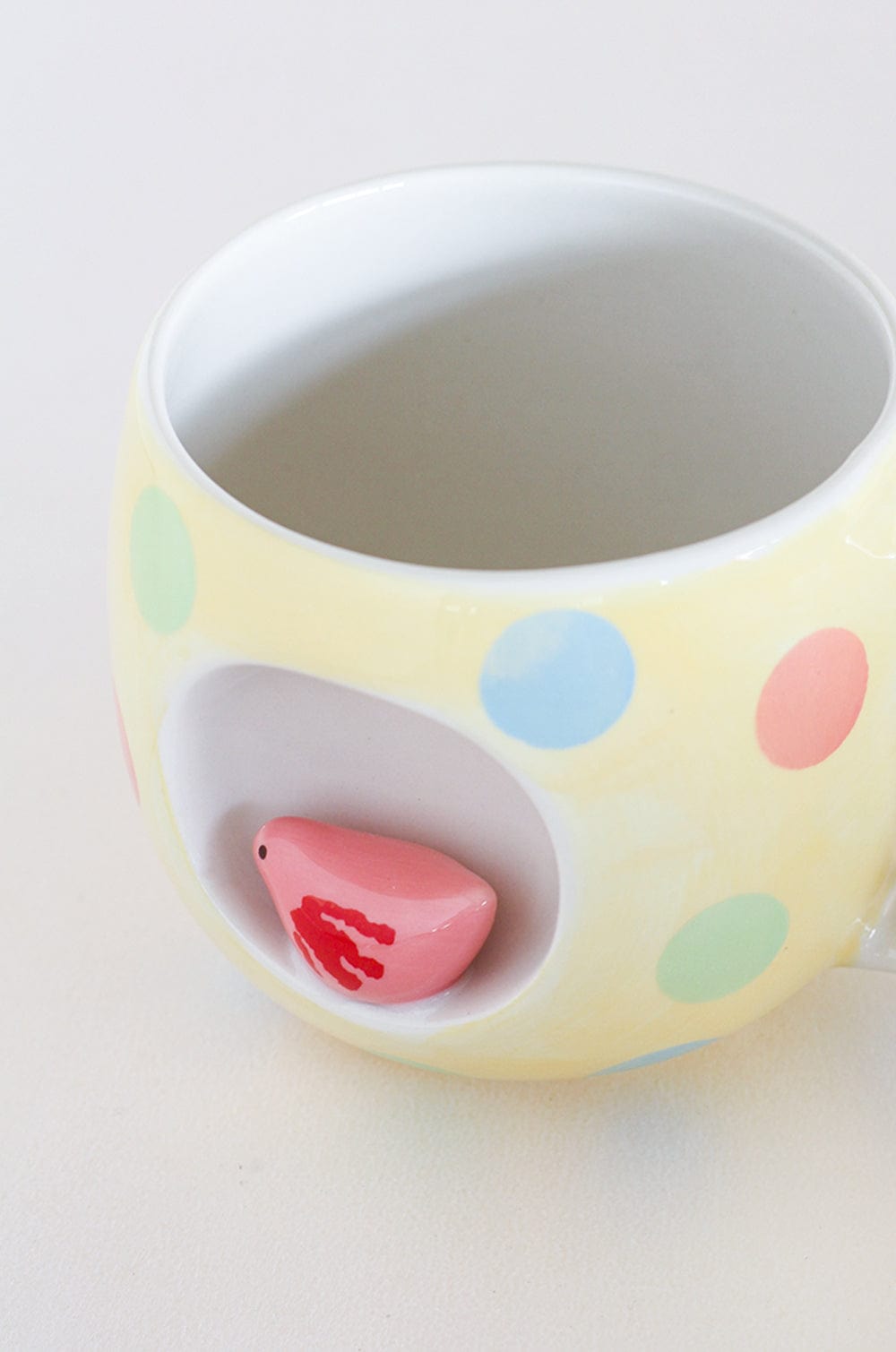 Polka Dot Bird Handpainted Ceramic Mug