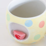 Polka Dot Bird Handpainted Ceramic Mug