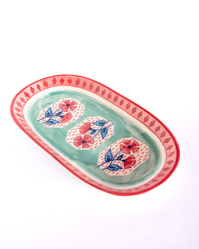 Poppies  & Play Handpainted Oval Platter