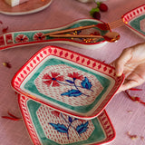 Poppies & Play Handpainted Rectangular Platter- Set of 2