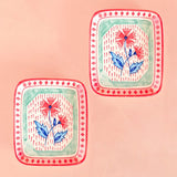 Poppies & Play Handpainted Rectangular Platter- Set of 2