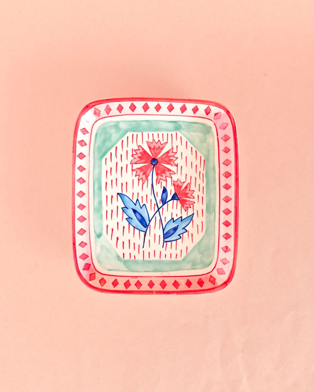 Poppies & Play Handpainted Rectangular Platter- Set of 2