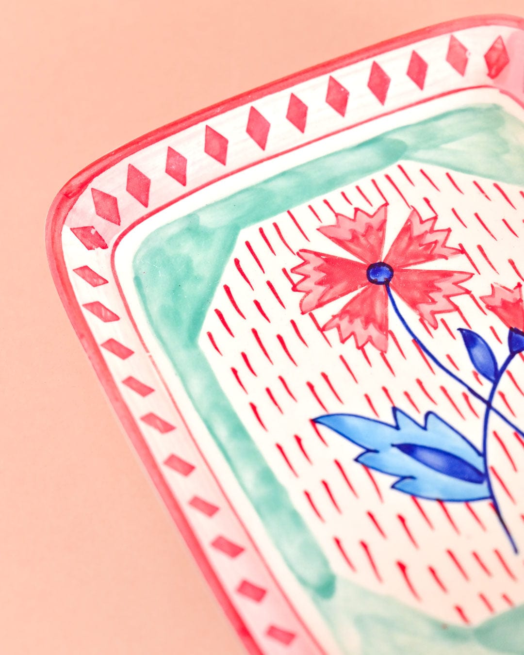 Poppies & Play Handpainted Rectangular Platter- Set of 2