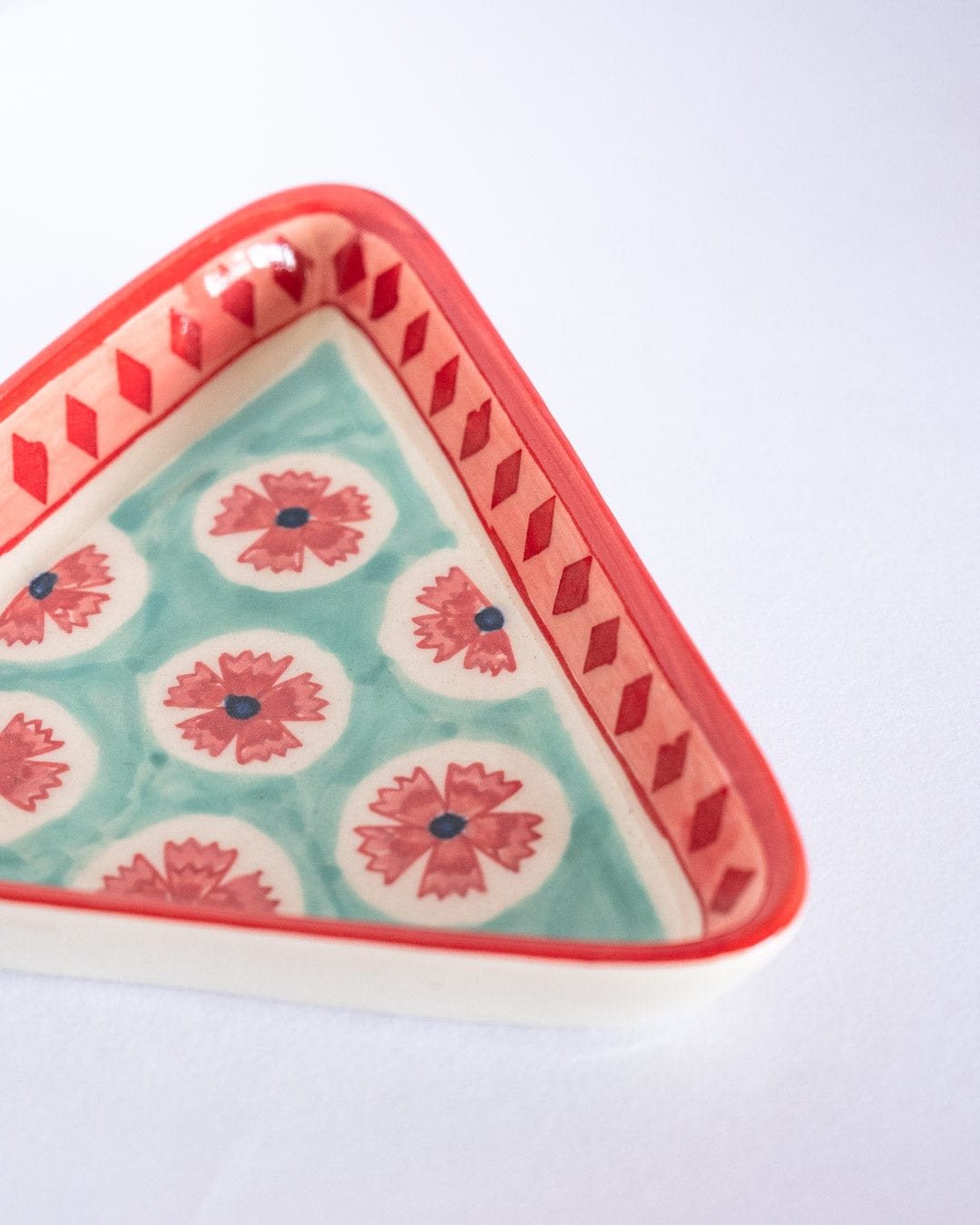 Poppies  & Play Handpainted Triangular Plates - Set of 2