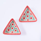 Poppies  & Play Handpainted Triangular Plates - Set of 2
