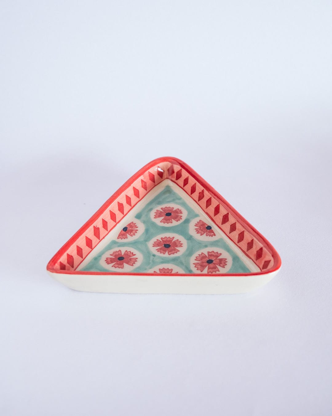 Poppies  & Play Handpainted Triangular Plates - Set of 2