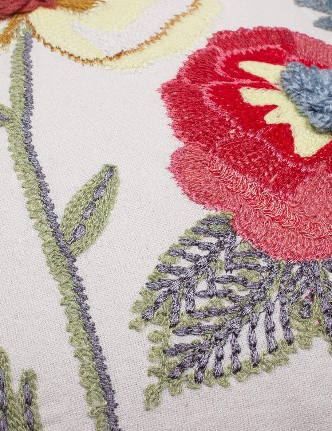 Poppy Embroidered Cushion Cover