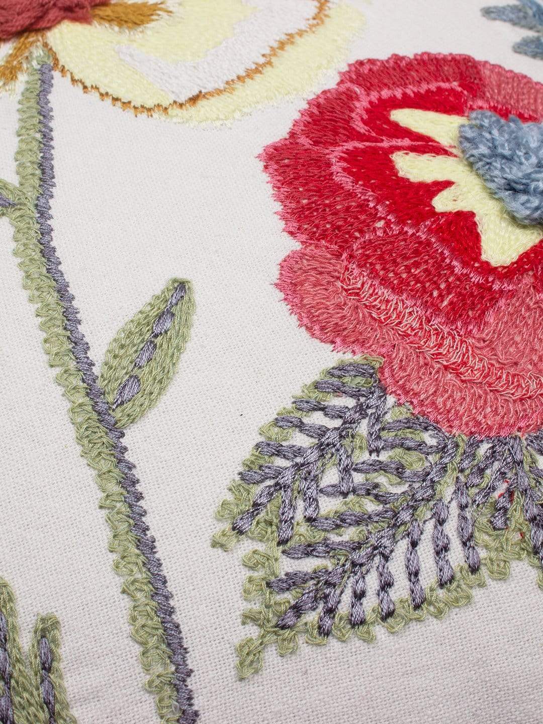 Poppy Embroidered Cushion Cover