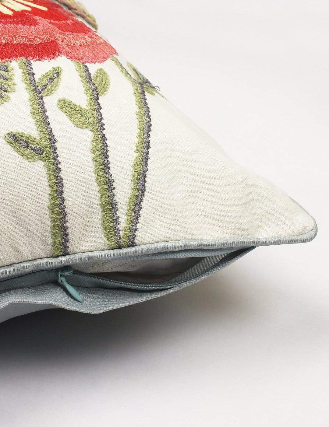 Poppy Embroidered Cushion Cover