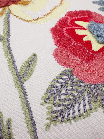 Poppy Embroidered Cushion Cover