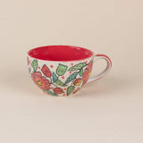 Poppy Petals Handpainted Cup & Saucer - Set Of 2