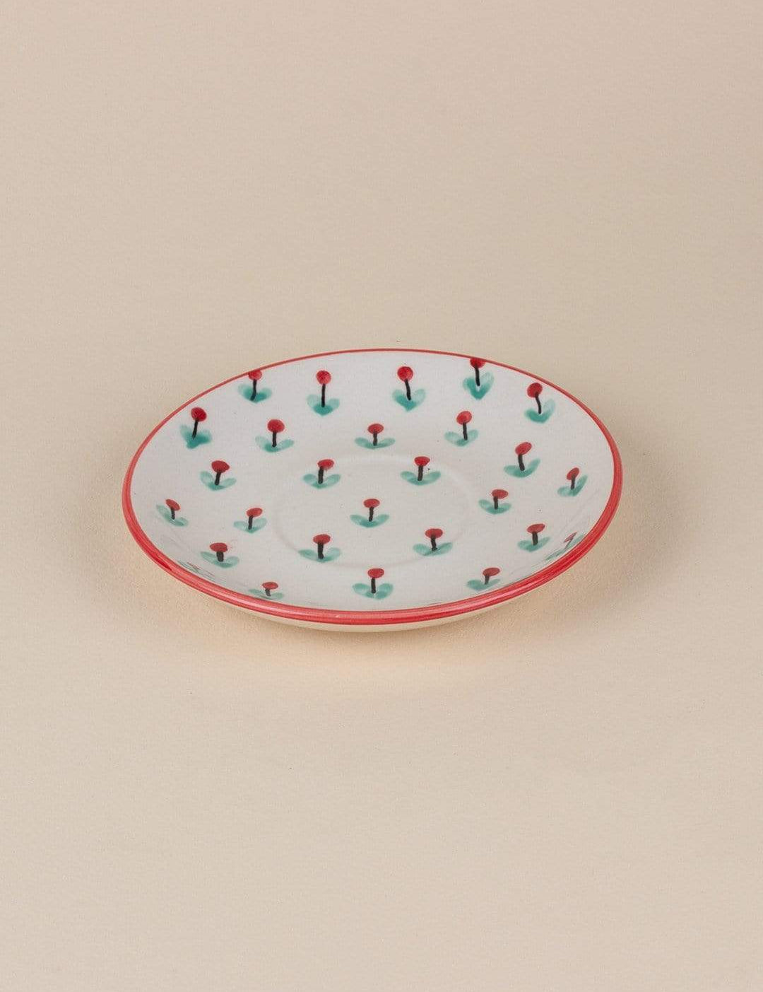 Poppy Petals Handpainted Cup & Saucer - Set Of 2