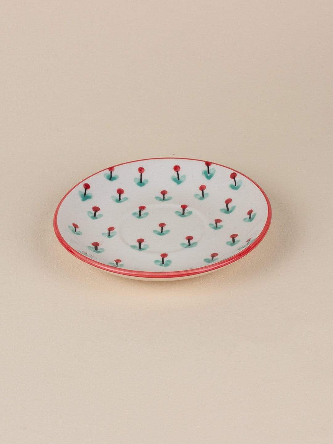 Poppy Petals Handpainted Cup & Saucer - Set Of 2