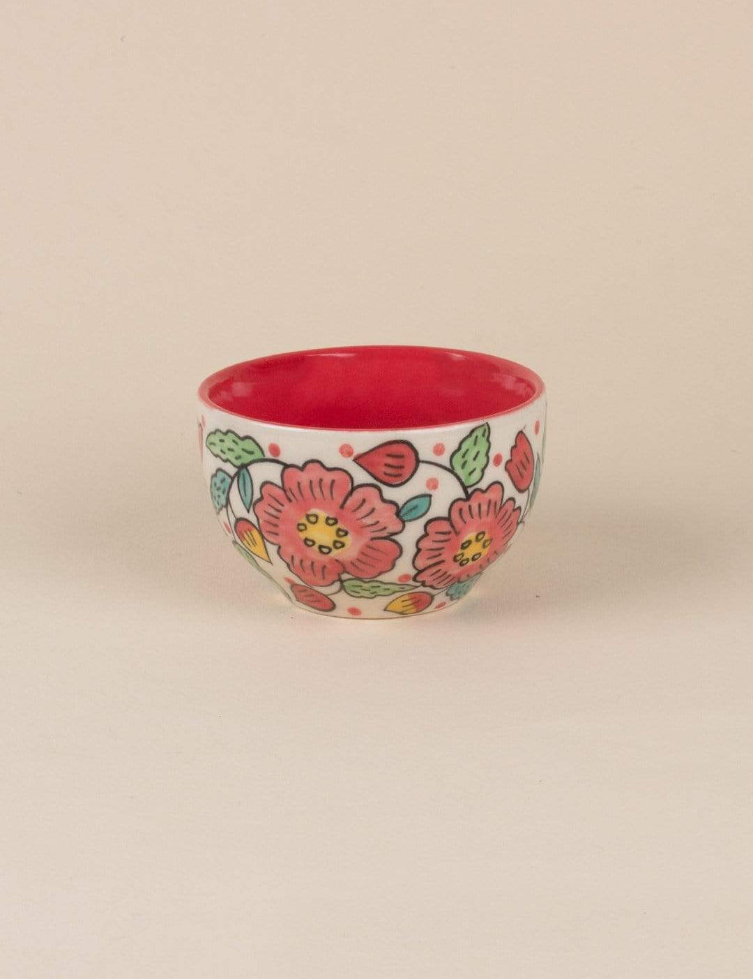 Poppy Petals Handpainted Cup & Saucer - Set Of 2