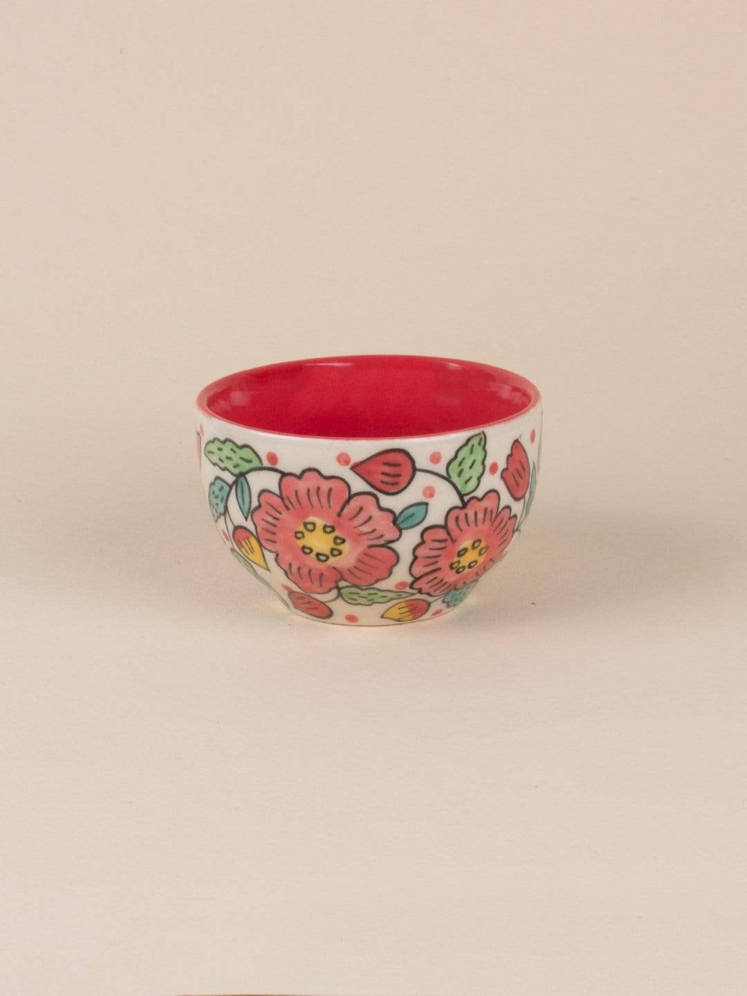 Poppy Petals Handpainted Cup & Saucer - Set Of 2