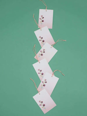 Pressed Flower Tags-raspberry - Set Of 6