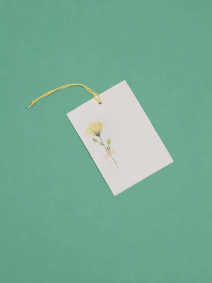 Pressed Flower Tags- Yellow- Set Of 6
