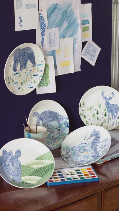 Animal Illustrative Series Wall Plates Set of 5