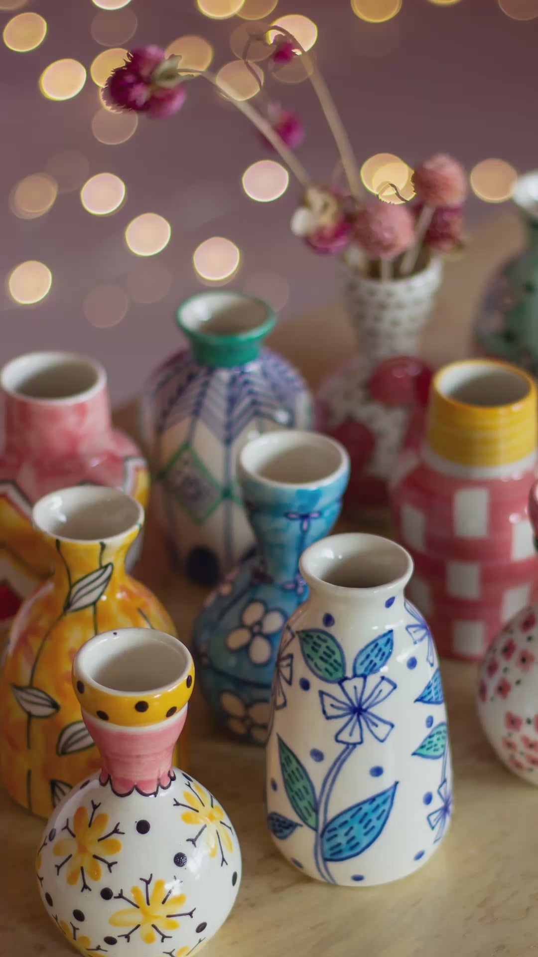 Lunaria Handpainted Mini Vases - Set of 3