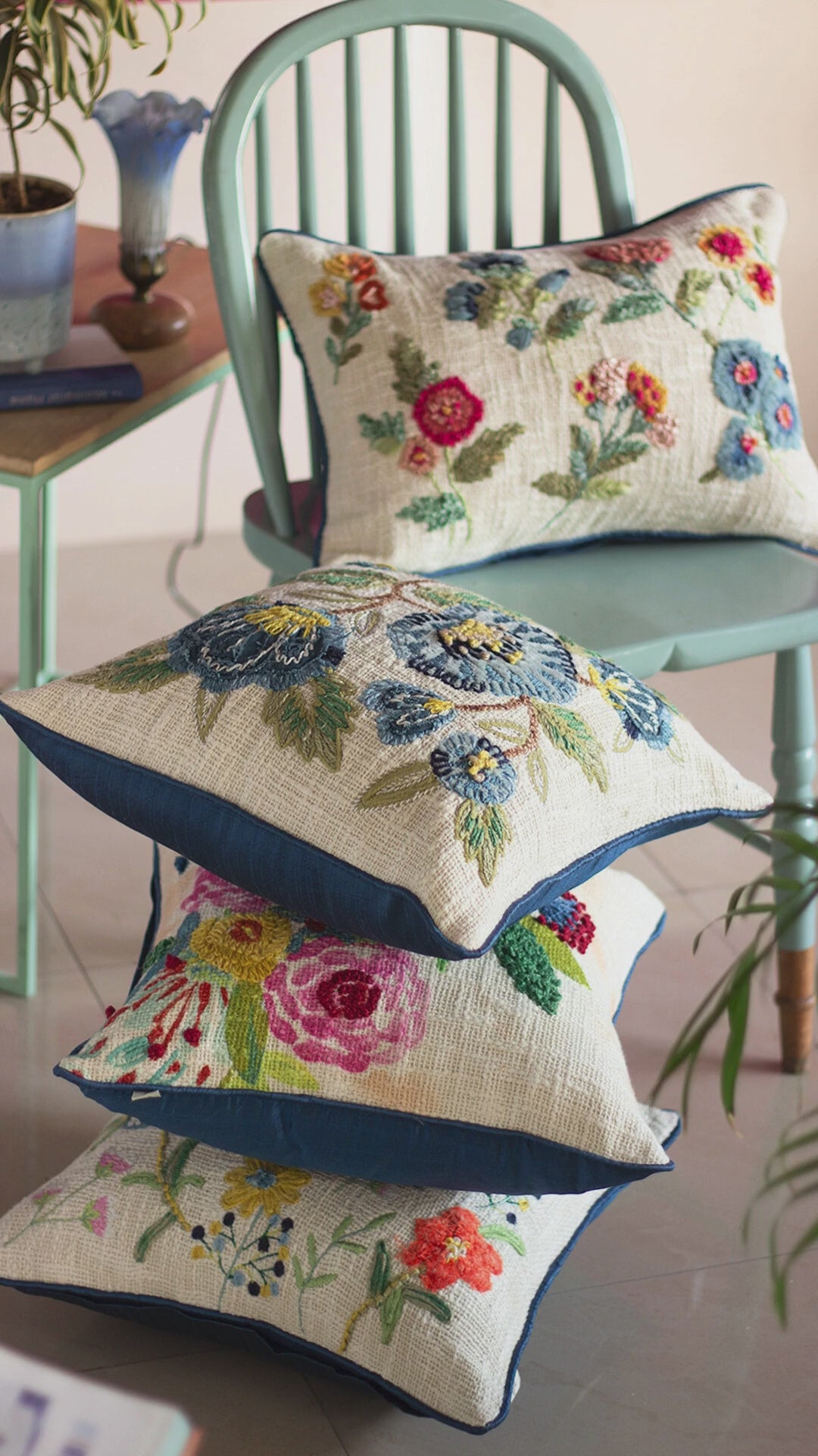 Lila Embroidered Cushion Cover