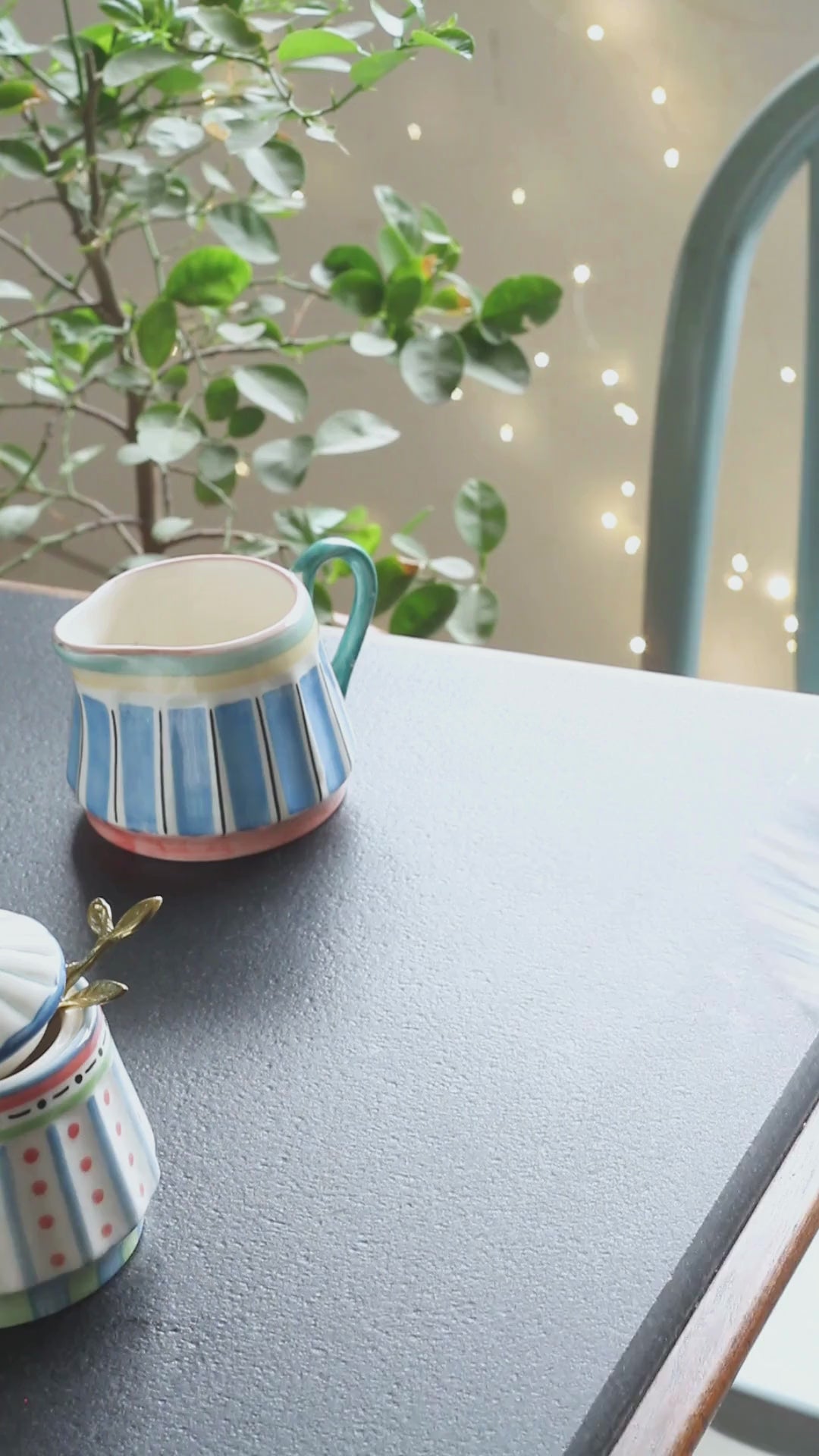 Masquerade Ceramic Teacups and Saucers - Set of 2