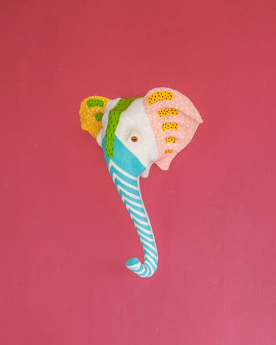 Psychedelic Ellie Handpainted Paper mache Wall Decor Head