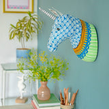 Psychedelic Unicorn Handpainted Paper mache Wall Decor Head