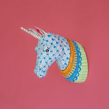 Psychedelic Unicorn Handpainted Paper mache Wall Decor Head
