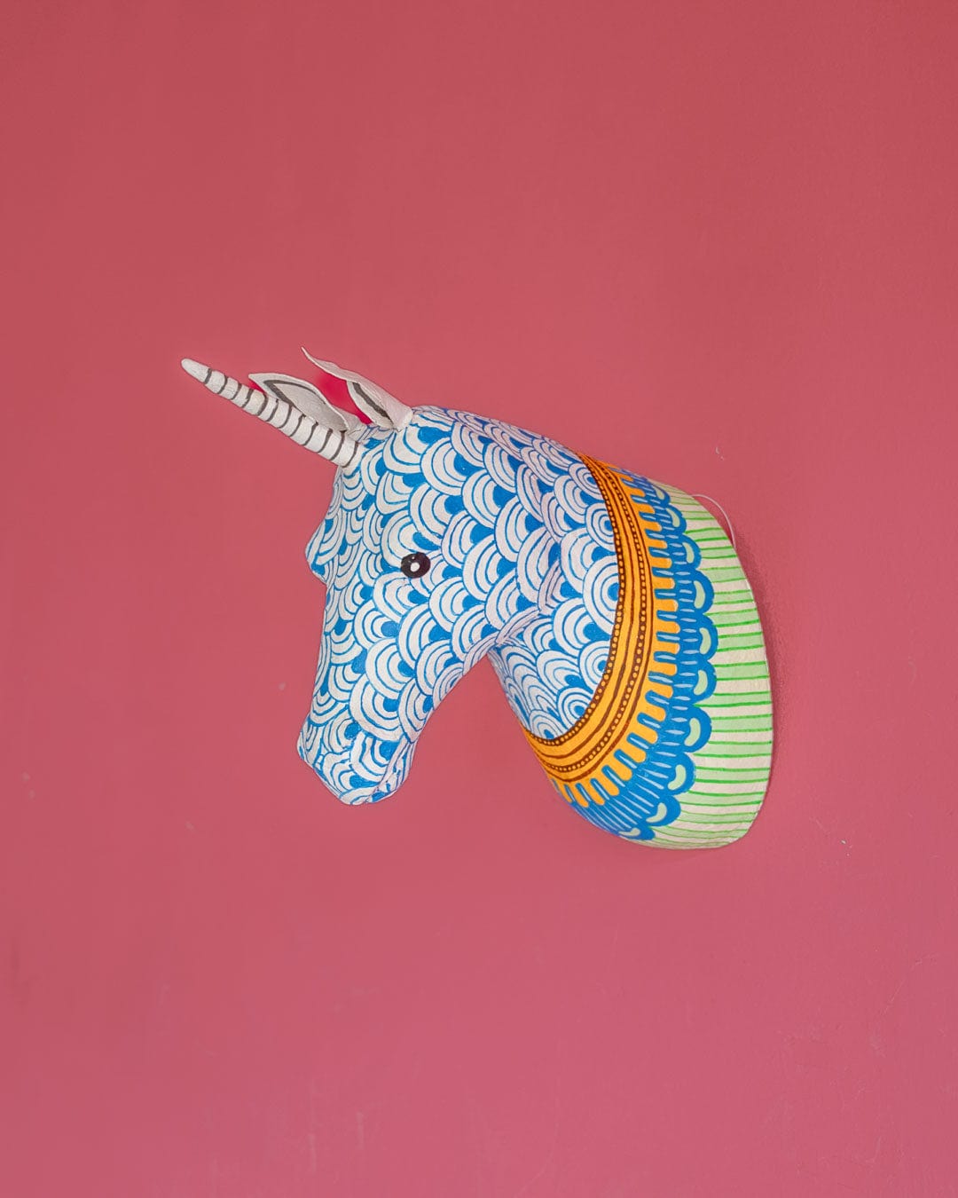 Psychedelic Unicorn Handpainted Paper mache Wall Decor Head