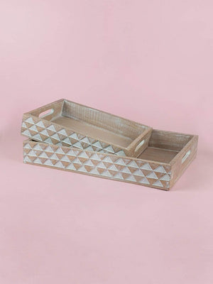 Pyramid Wooden Trays - Set Of 2