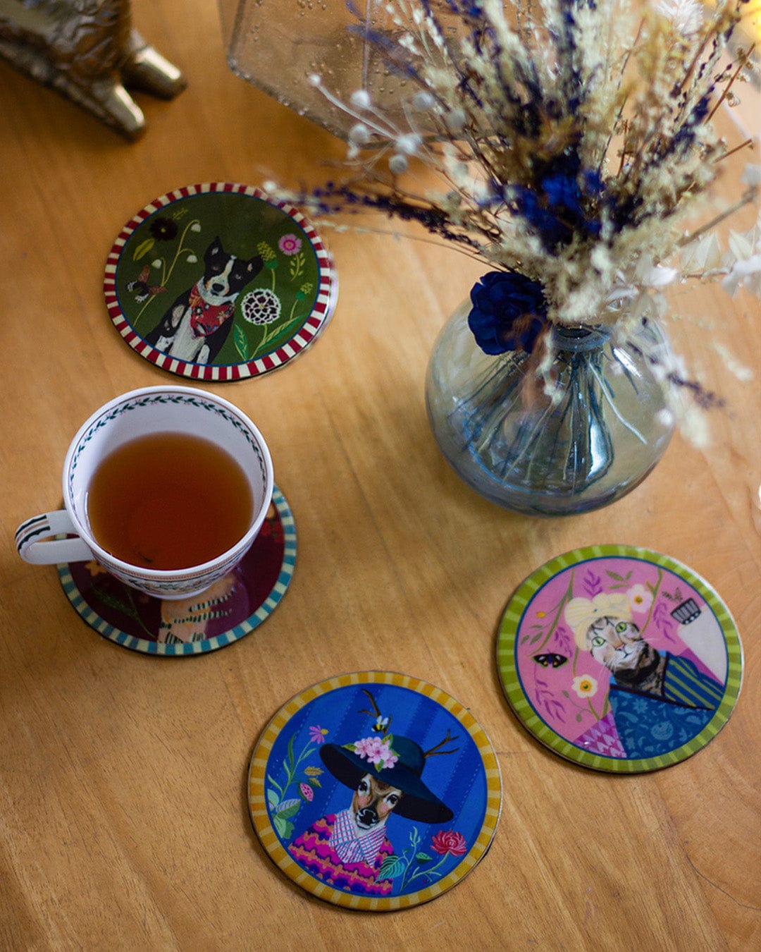 Quirky Crew Metallic Coasters - Set of 4 | The Wishing Chair