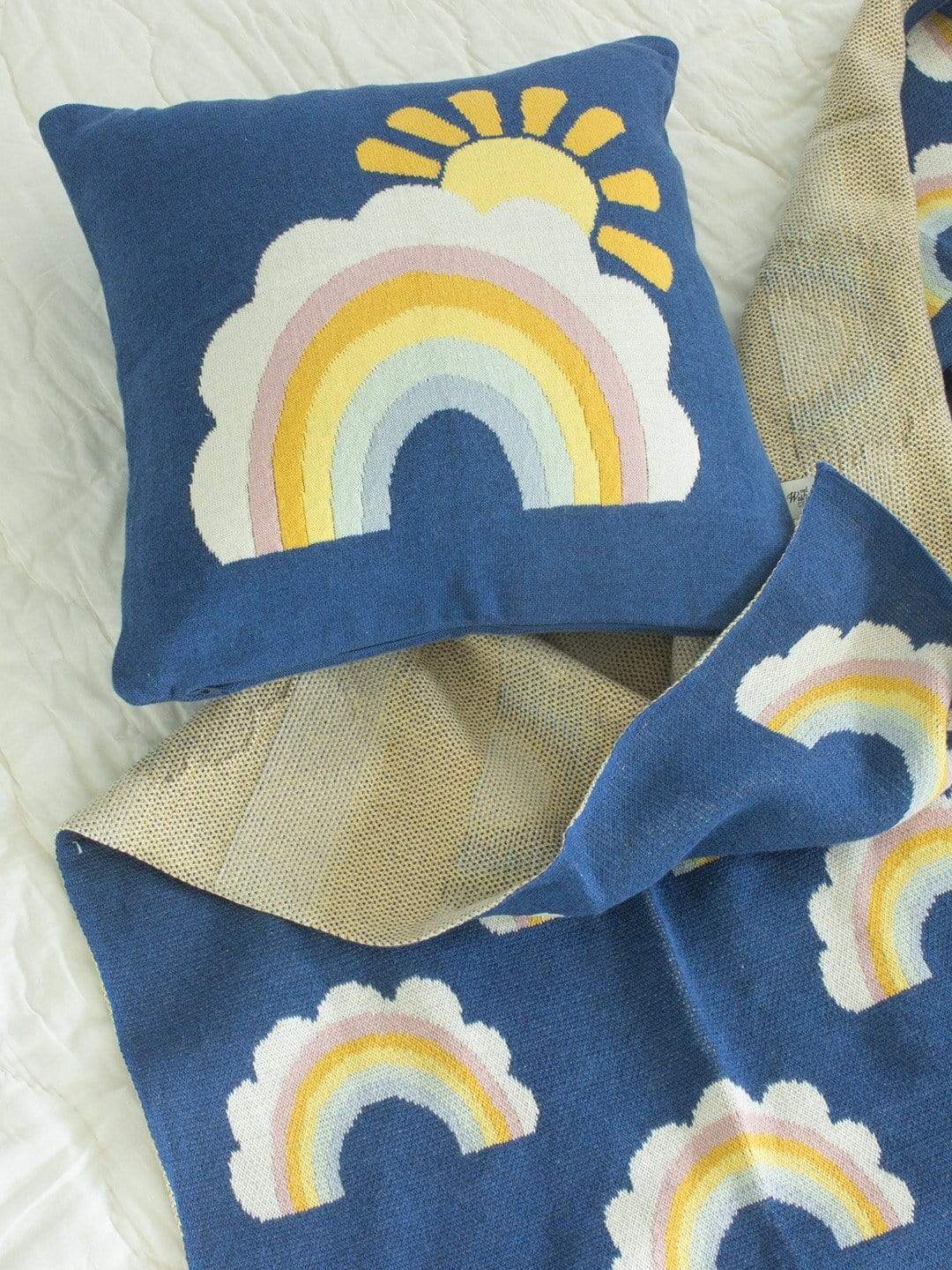 Rainbow Knitted Cotton Cushion Cover