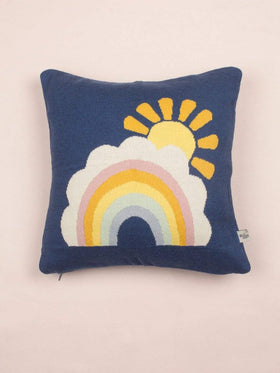 Rainbow Knitted Cotton Cushion Cover