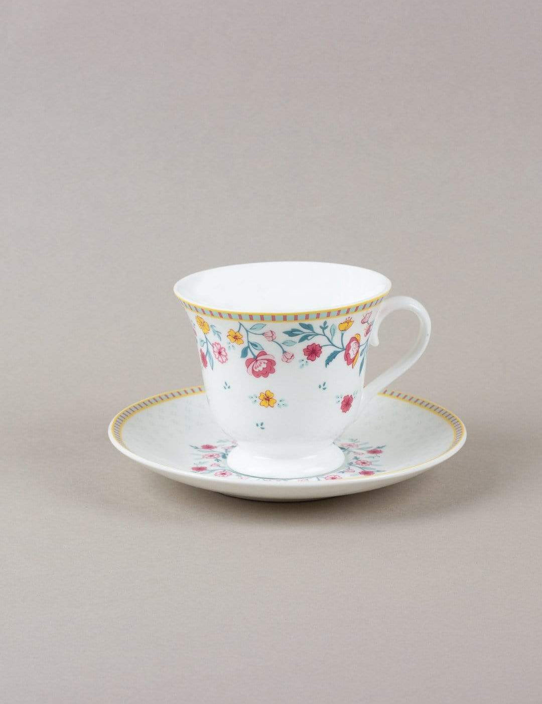 Raindrops And Roses Teacup & Saucer- Set Of 6