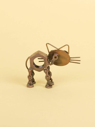 Recycled Decorative Cat- Copper Antique