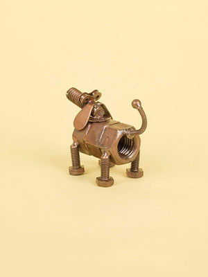 Recycled Decorative Dog- Copper Antique