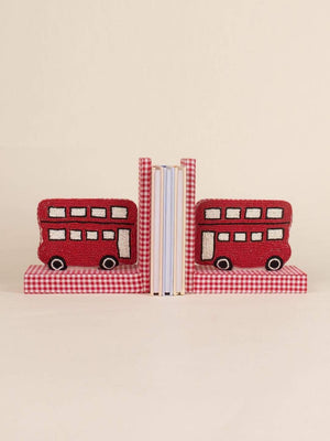 Red Bus Beaded Embroidery Bookends