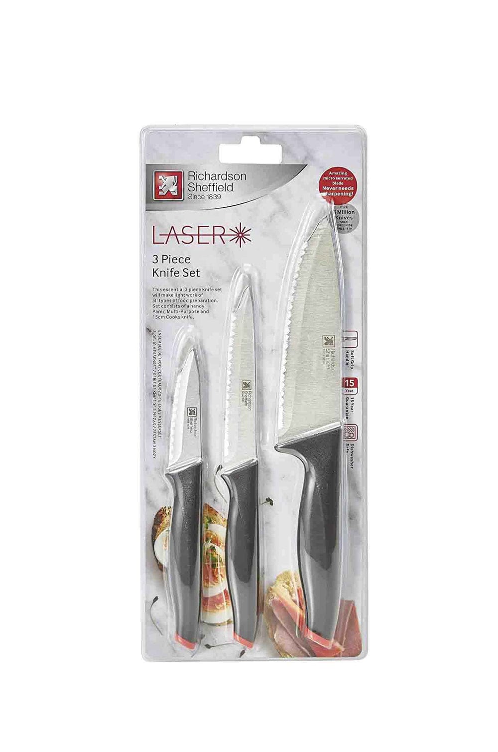 Richardson Sheffield Laser Stainless Steel Kitchen Knives- Set of 3