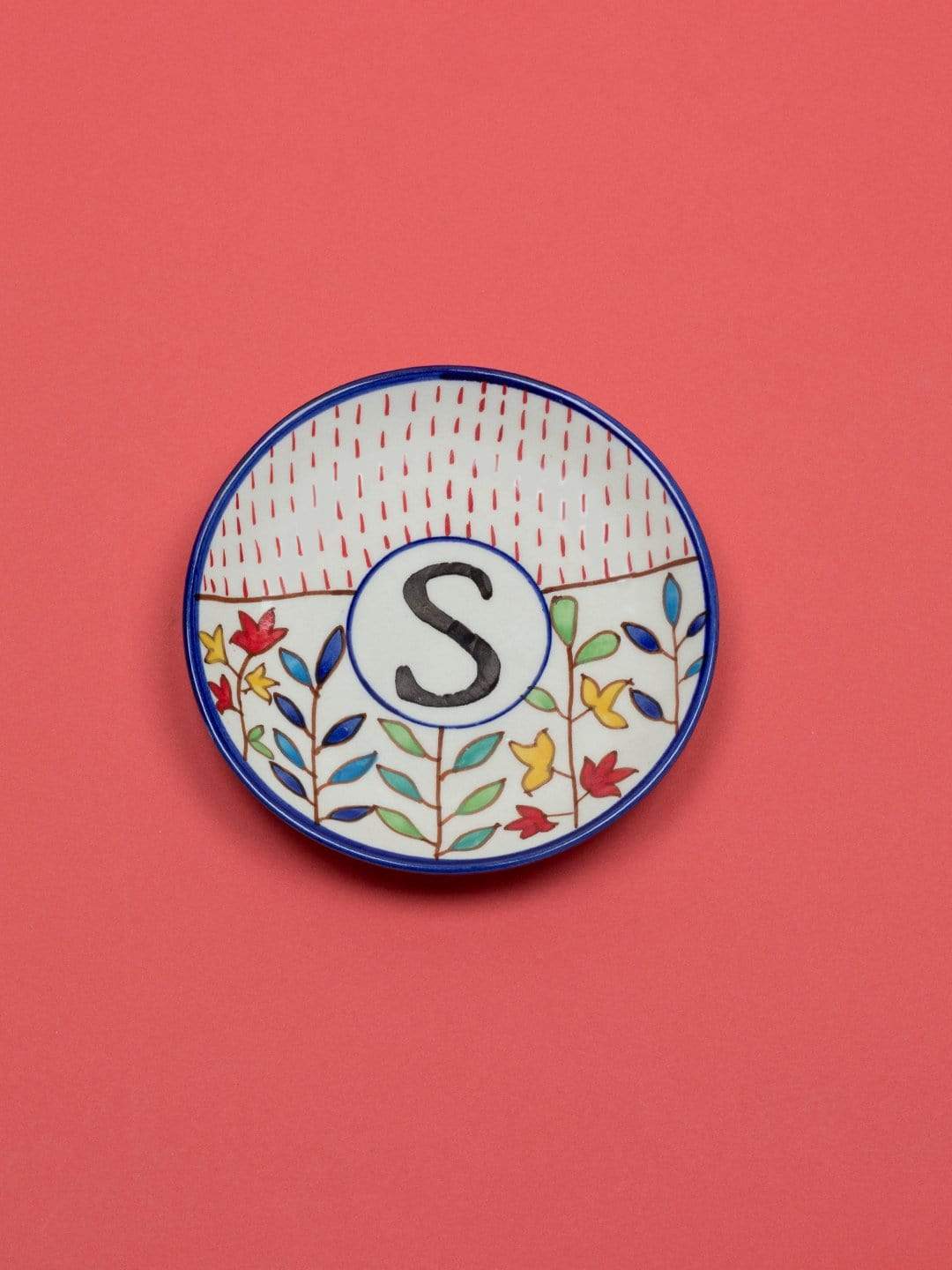 S Floral Monogram Wall Plate