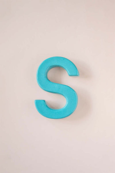 S Mottled Mono Wall Hanging Teal A to Z