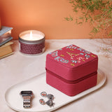 Secret Garden embroidered canvas mini jewellery box with floral monogram | The Wishing Chair