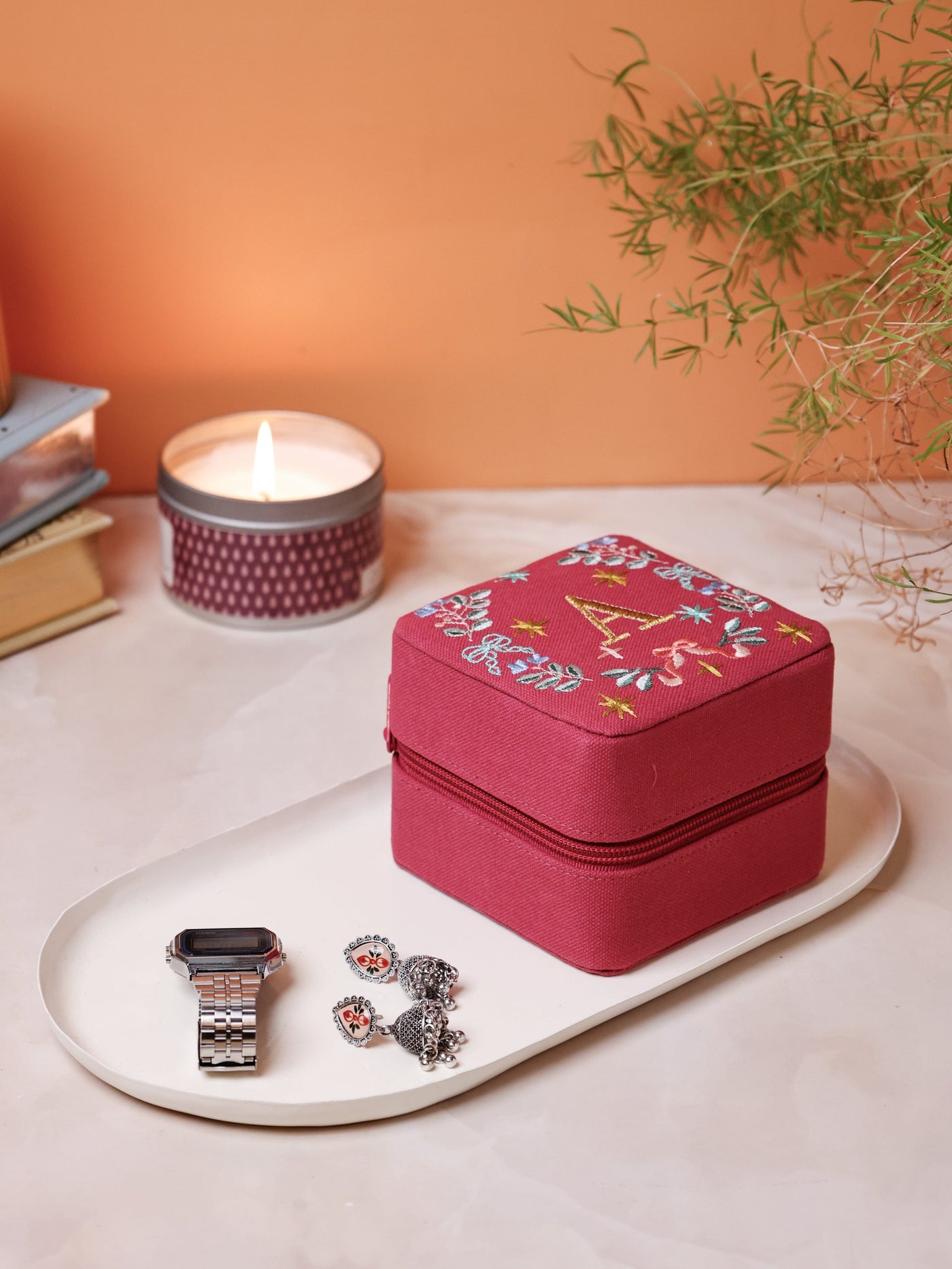 Secret Garden Embroidered Monogram Mini Jewellery Box