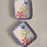 serveware Aiden Hand painted Rectangular Platter - Set Of 2