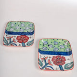 serveware Dance in a Flowerbed Ceramic Square Platters- Set of 2